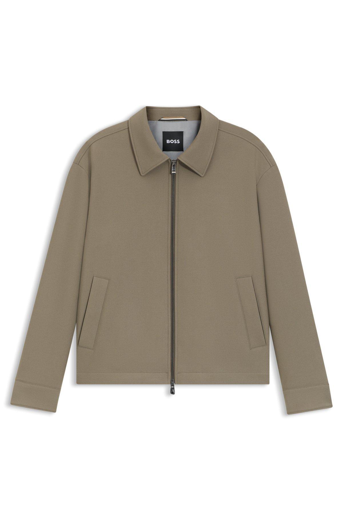 Slim-fit jacket in stretch fabric with wing collar Product Image