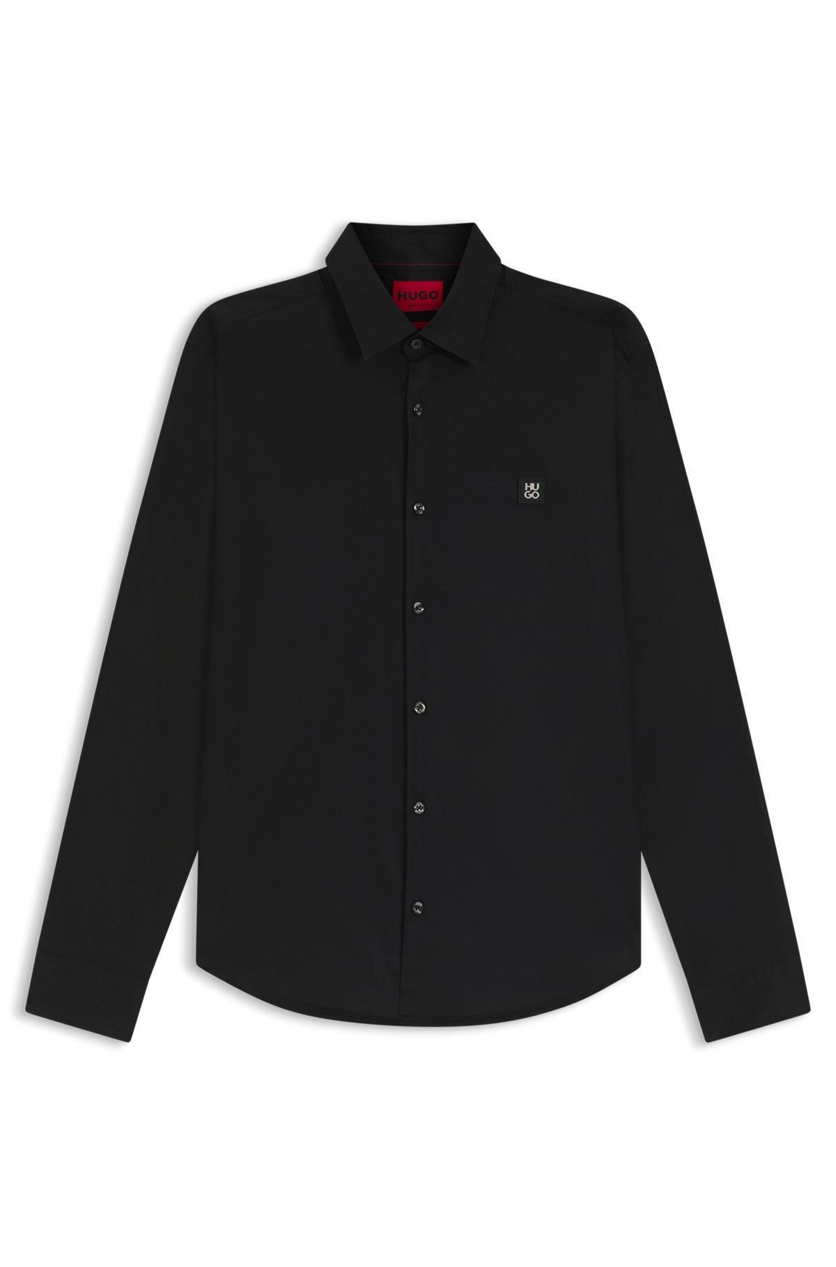 Slim-fit shirt in cotton poplin with logo stripe Product Image