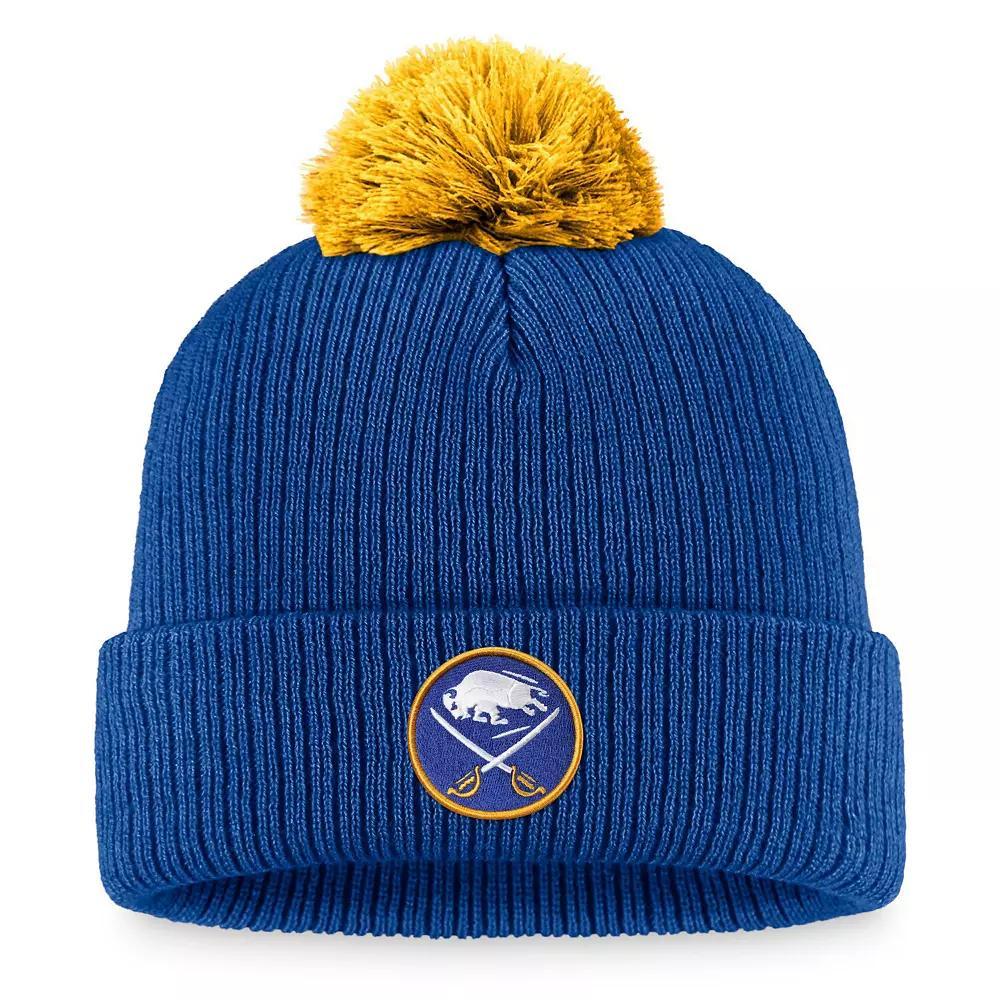 Men's Fanatics Branded Royal Buffalo Sabres Team Cuffed Knit Hat with Pom, Blue Product Image