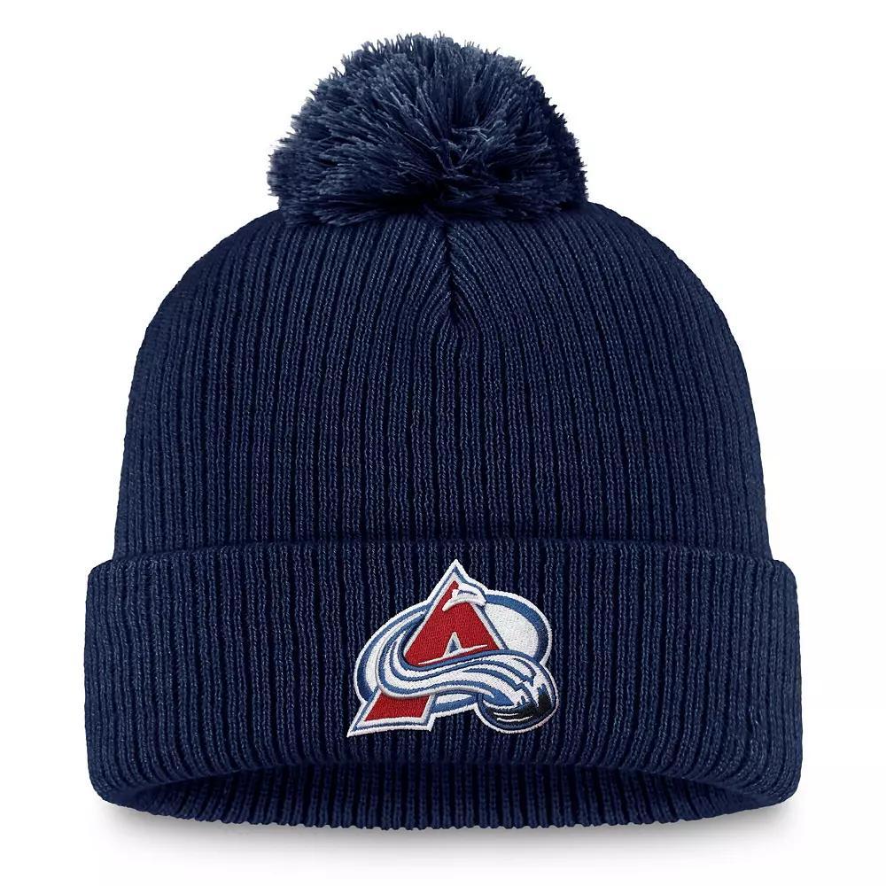 Men's Fanatics  Navy Colorado Avalanche Primary Logo Cuffed Knit Hat with Pom, Blue Product Image