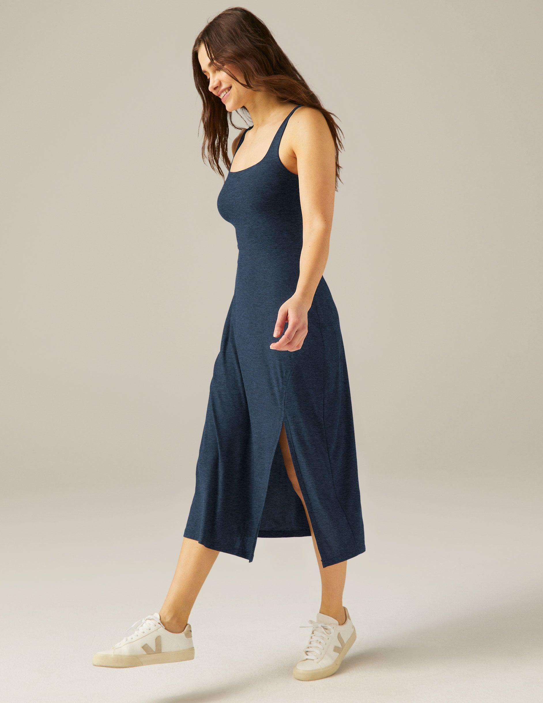 Featherweight Square Neck Slit Midi Dress Product Image