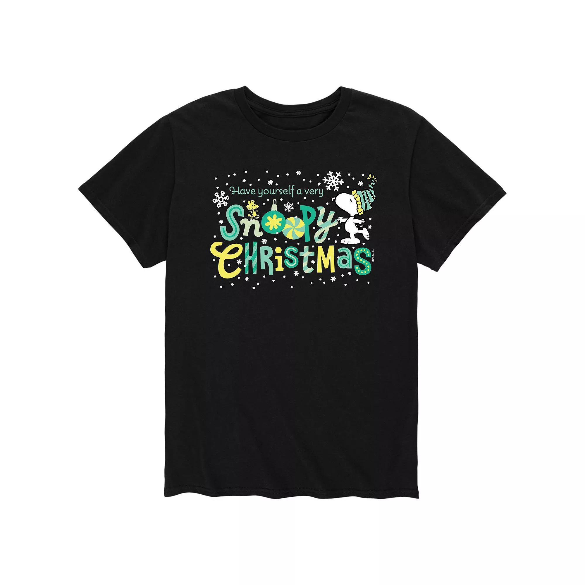 Men's Peanuts Snoopy Christmas Tee, Size: Small, Black Product Image