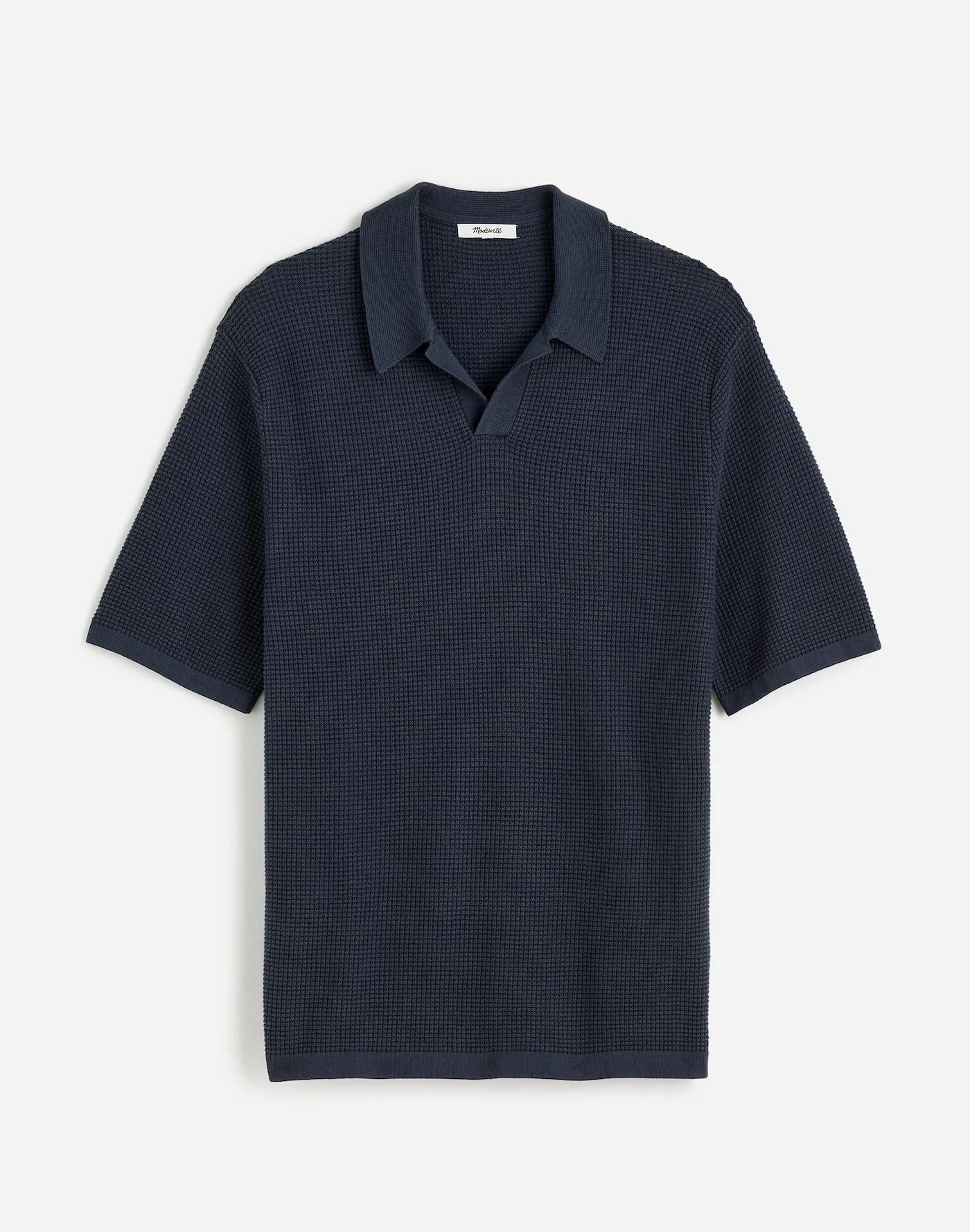 Johnny-Collar Short-Sleeve Sweater Polo Product Image