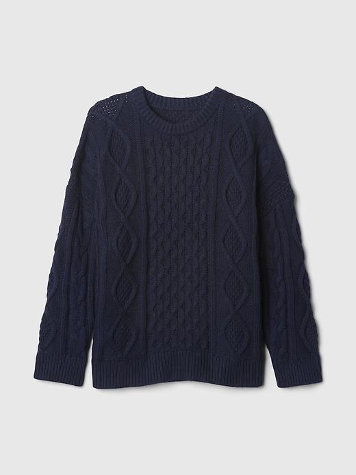 Oversized Mixed Cable-Knit Sweater Product Image