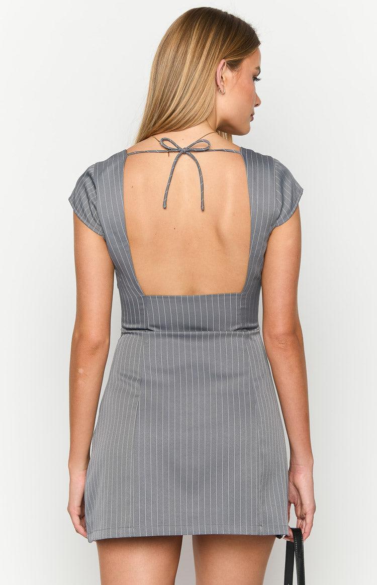 Amelia Grey Striped Mini Dress Product Image