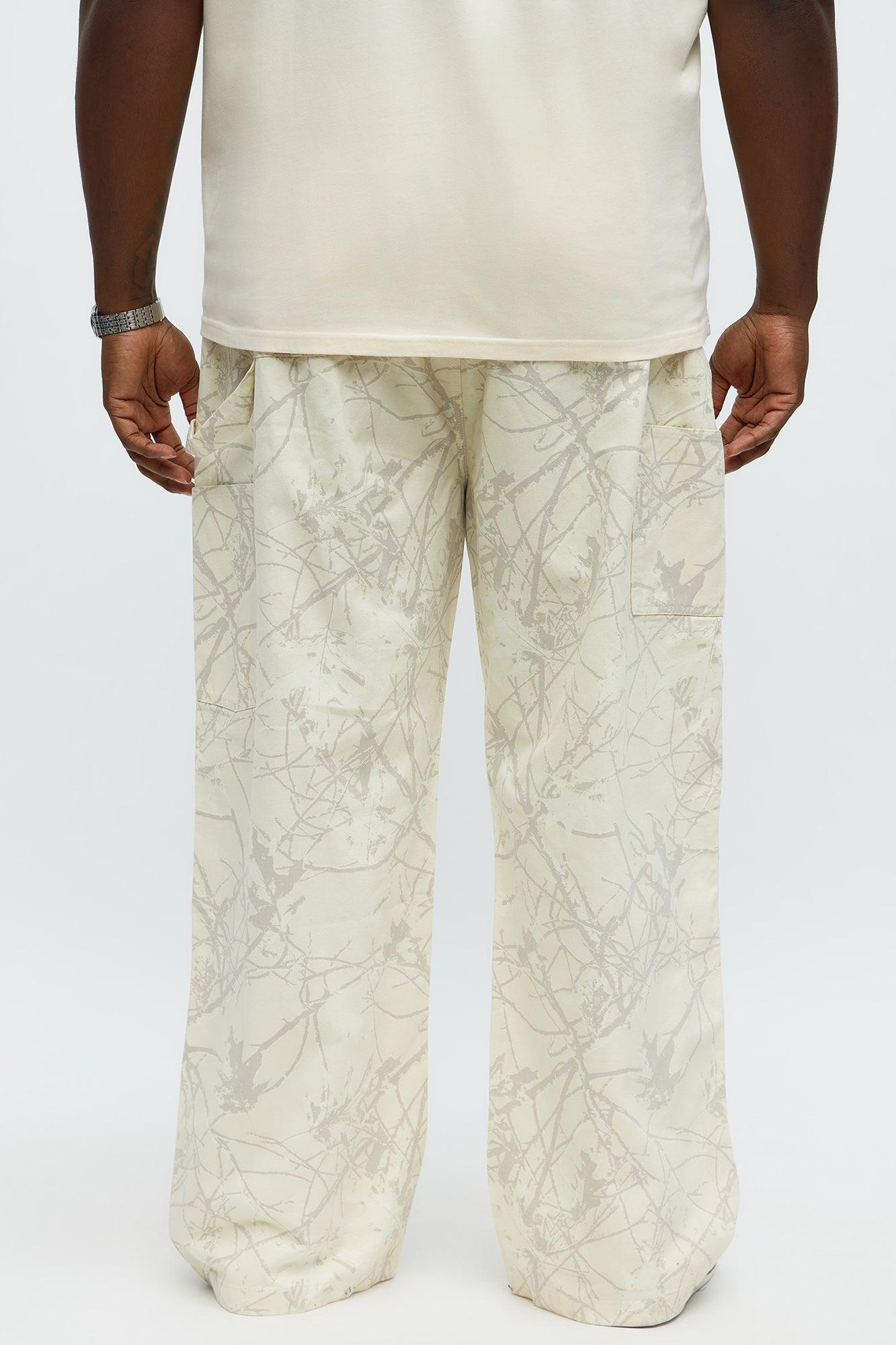 Straight Woodland Mirage Carpenter Pants  - Cream Product Image