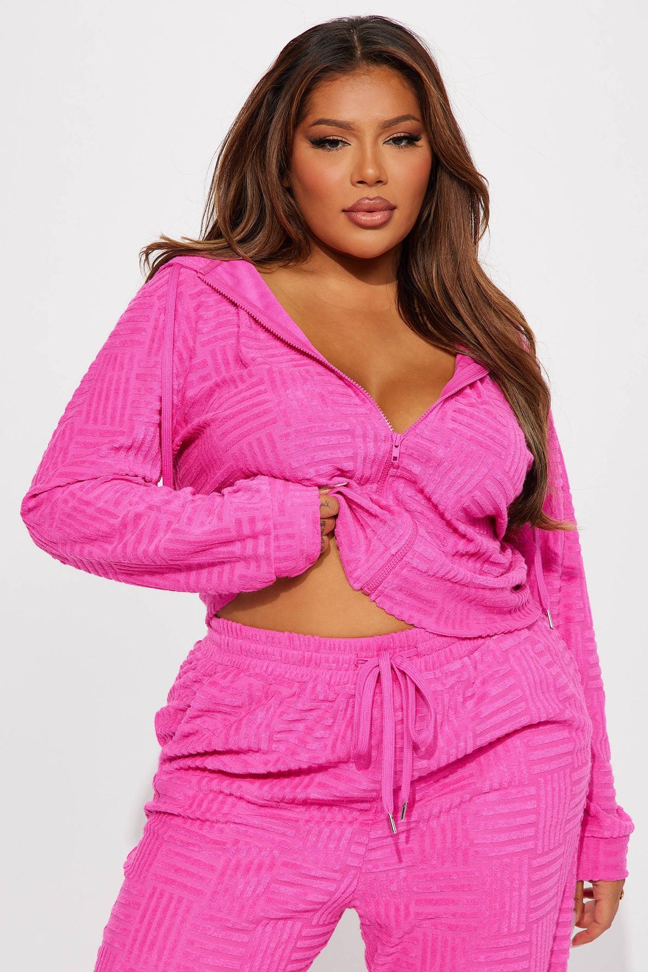 Stay Focused French Terry Jogger Set - Fuchsia Product Image