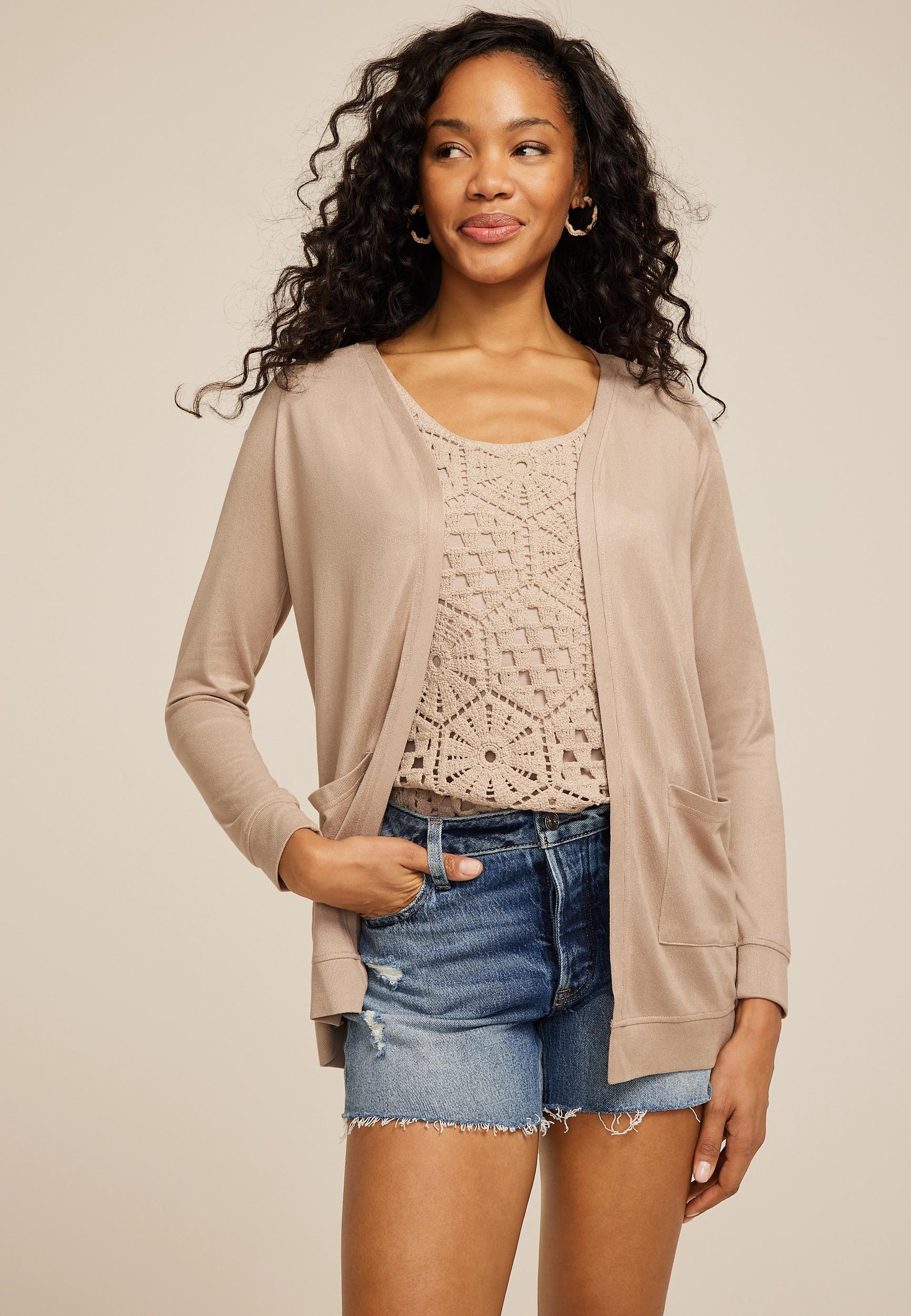 Knit Open Front Pocket Cardigan Product Image