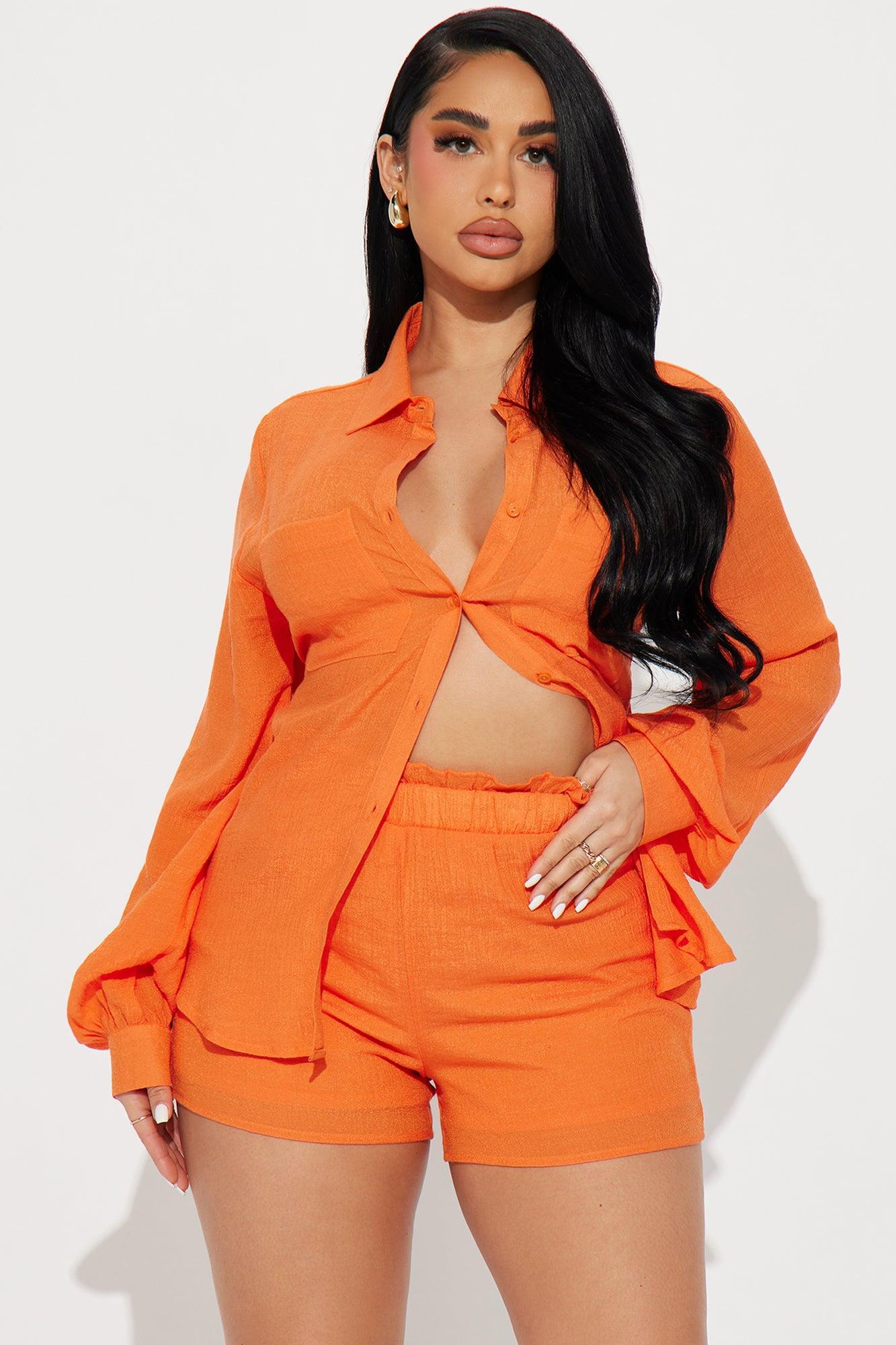 Strolling Through Gauze Short Set - Orange Product Image