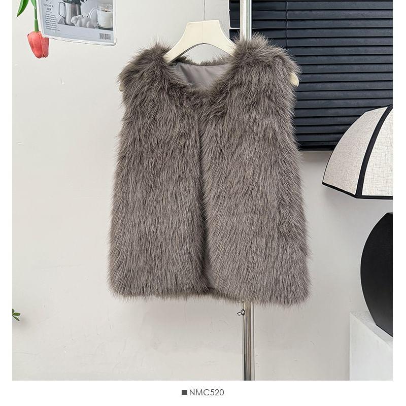 Faux-Fur Vest Jacket Product Image