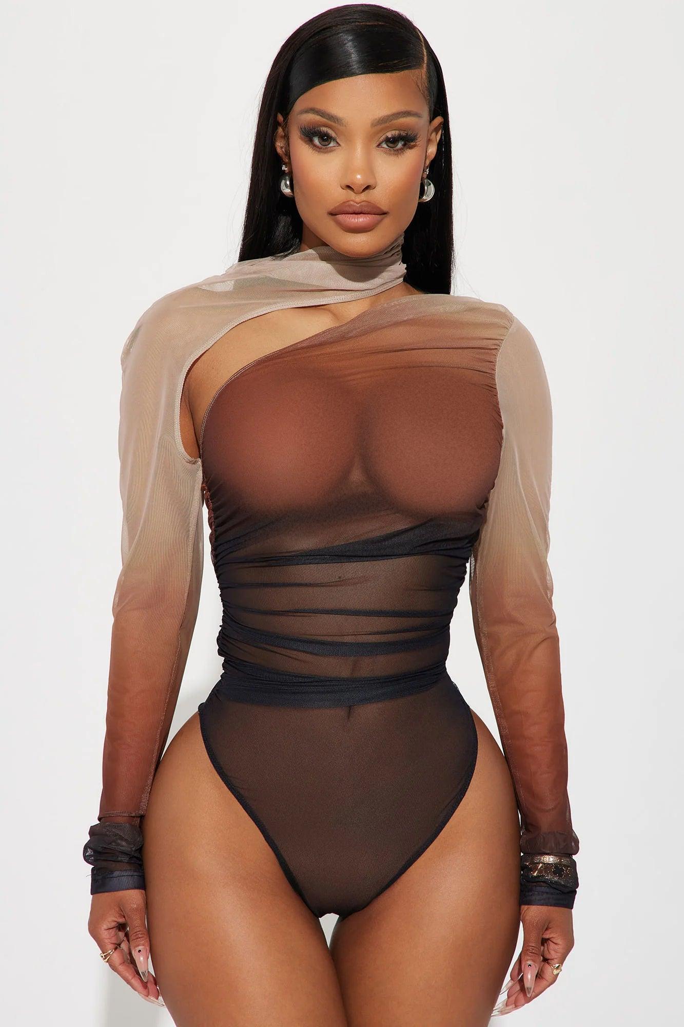 Hot Take Mesh Bodysuit - Brown/combo Product Image