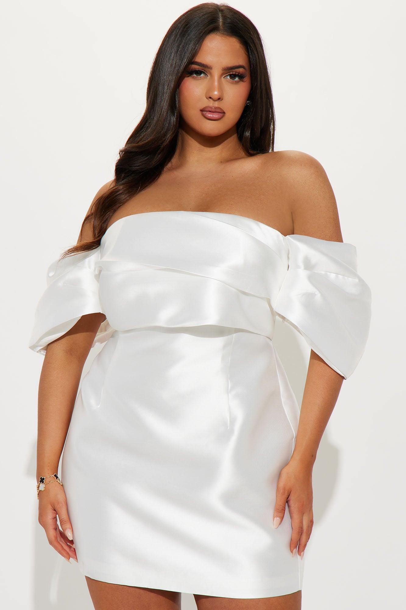 Allison Taffeta Mini Dress - White Product Image