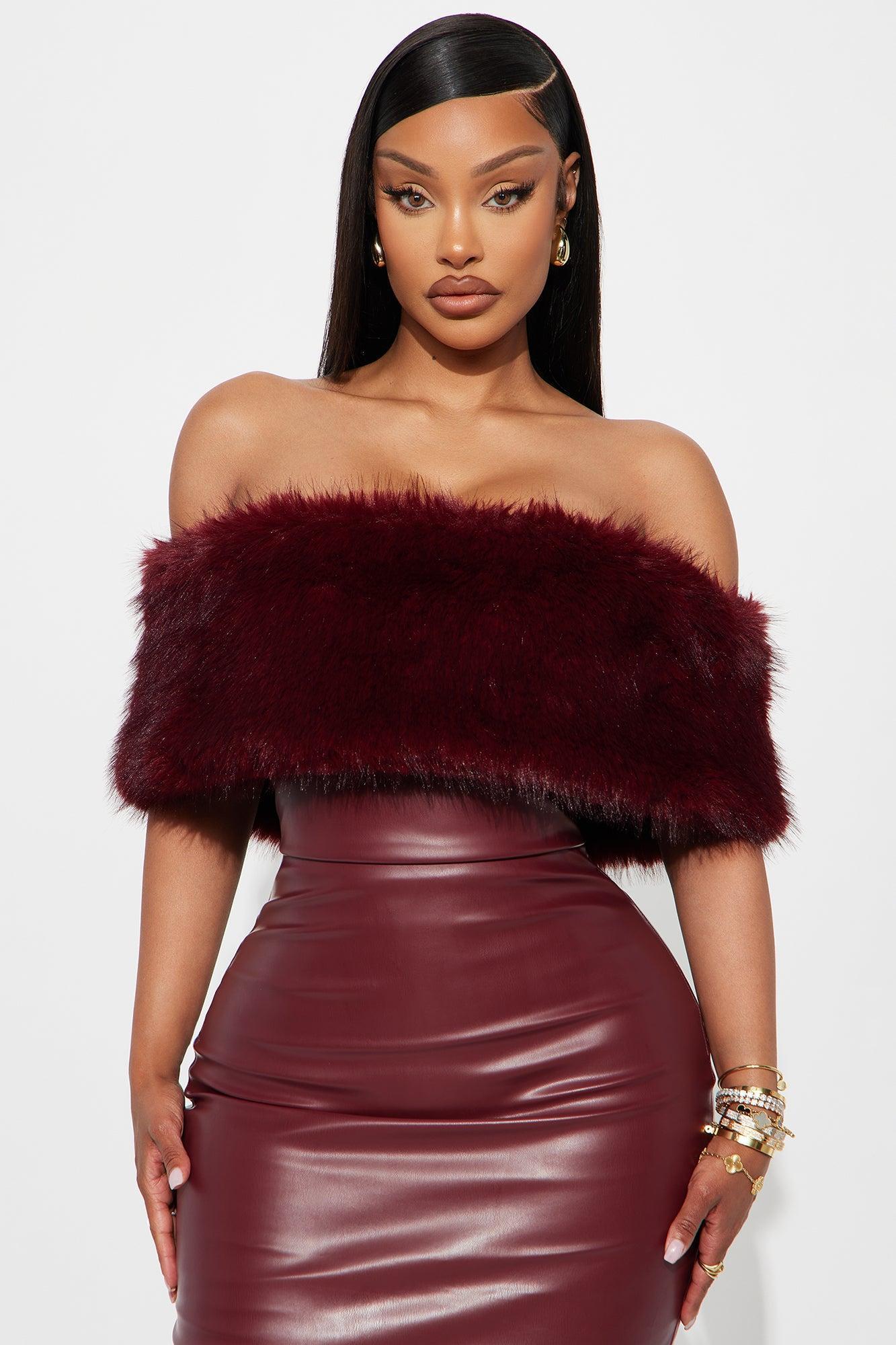Jovie Faux Leather Maxi Dress - Burgundy Product Image