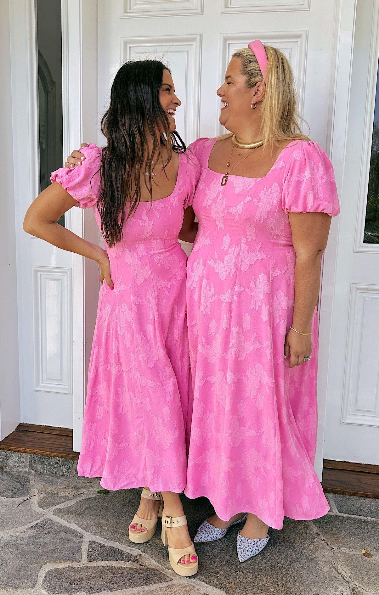 Mia Midi Dress ~ Pink Clip Floral Product Image