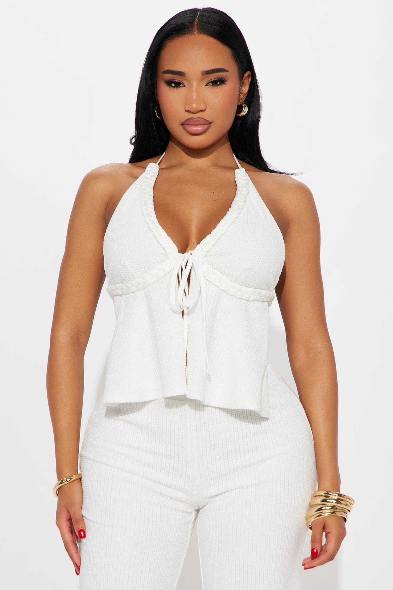 Ready For Vacation Wide Leg Pant Set - Off White Product Image