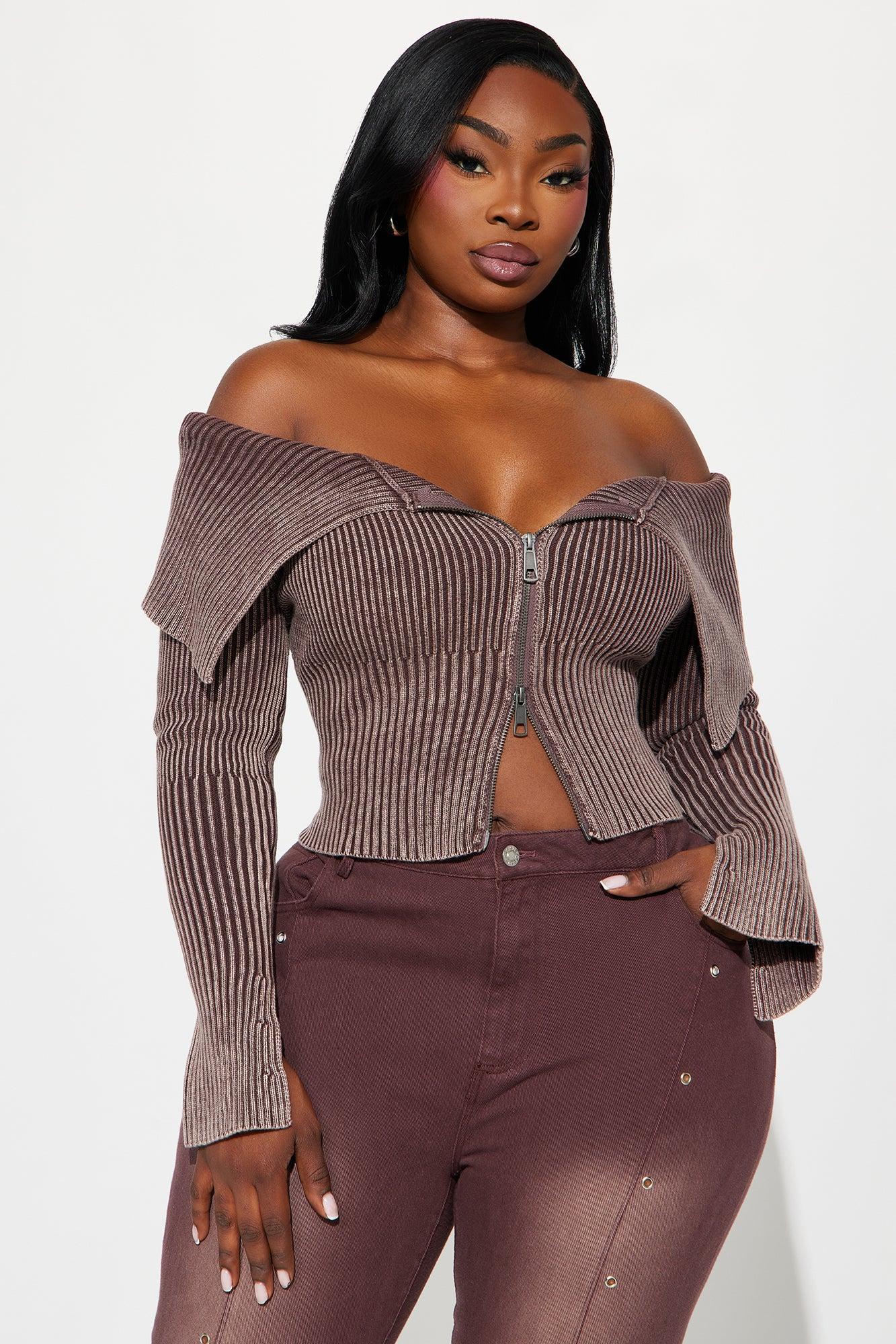 Keep Them Coming Washed Cropped Cardigan - Brown Product Image