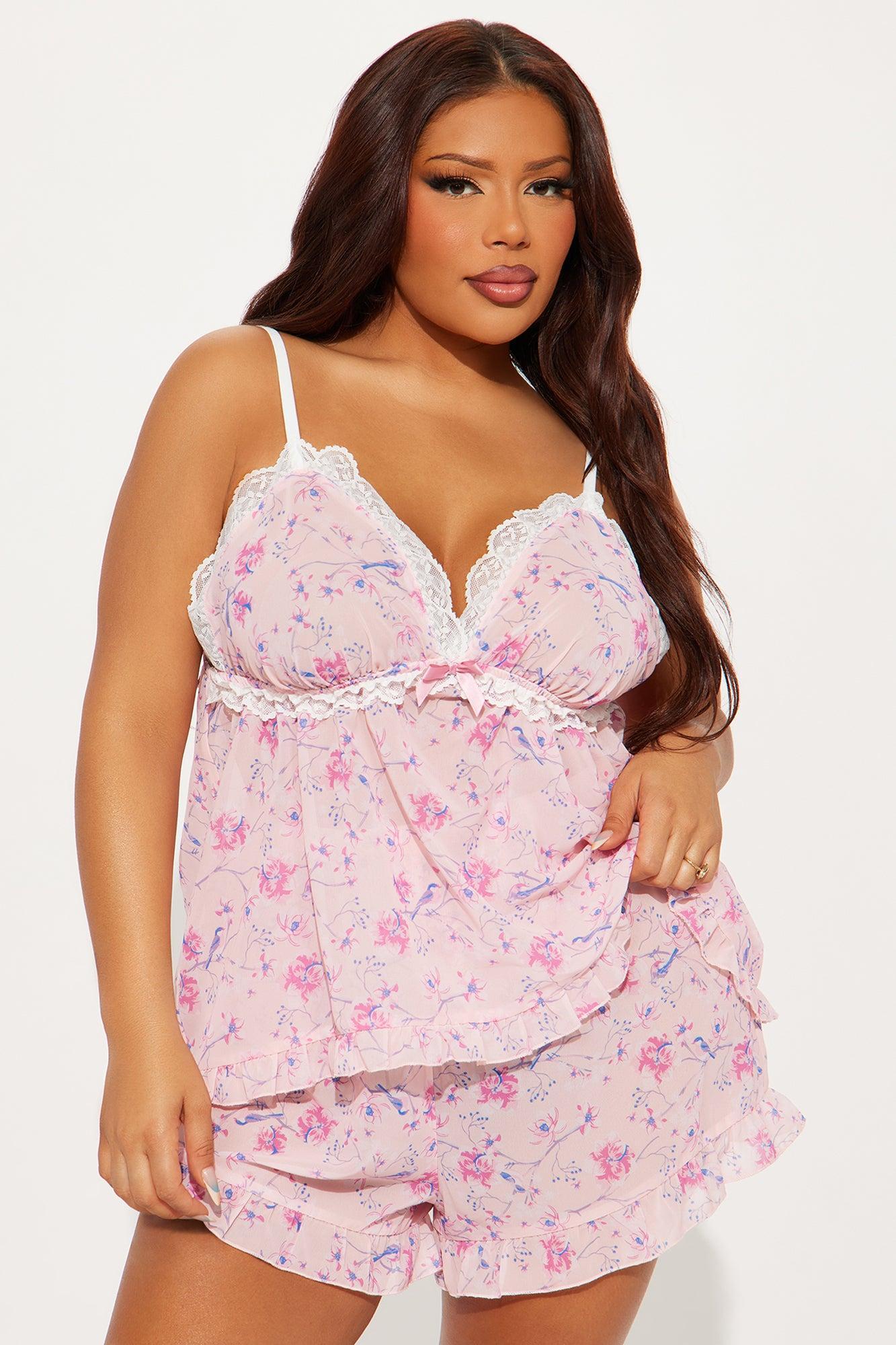 Just Lovely Chiffon Cami PJ Short Set - Pink Product Image