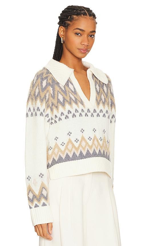 SIMKHAI Clarence Polo Pullover Sweater in Ivory Multi - Ivory. Size S (also in ). Product Image