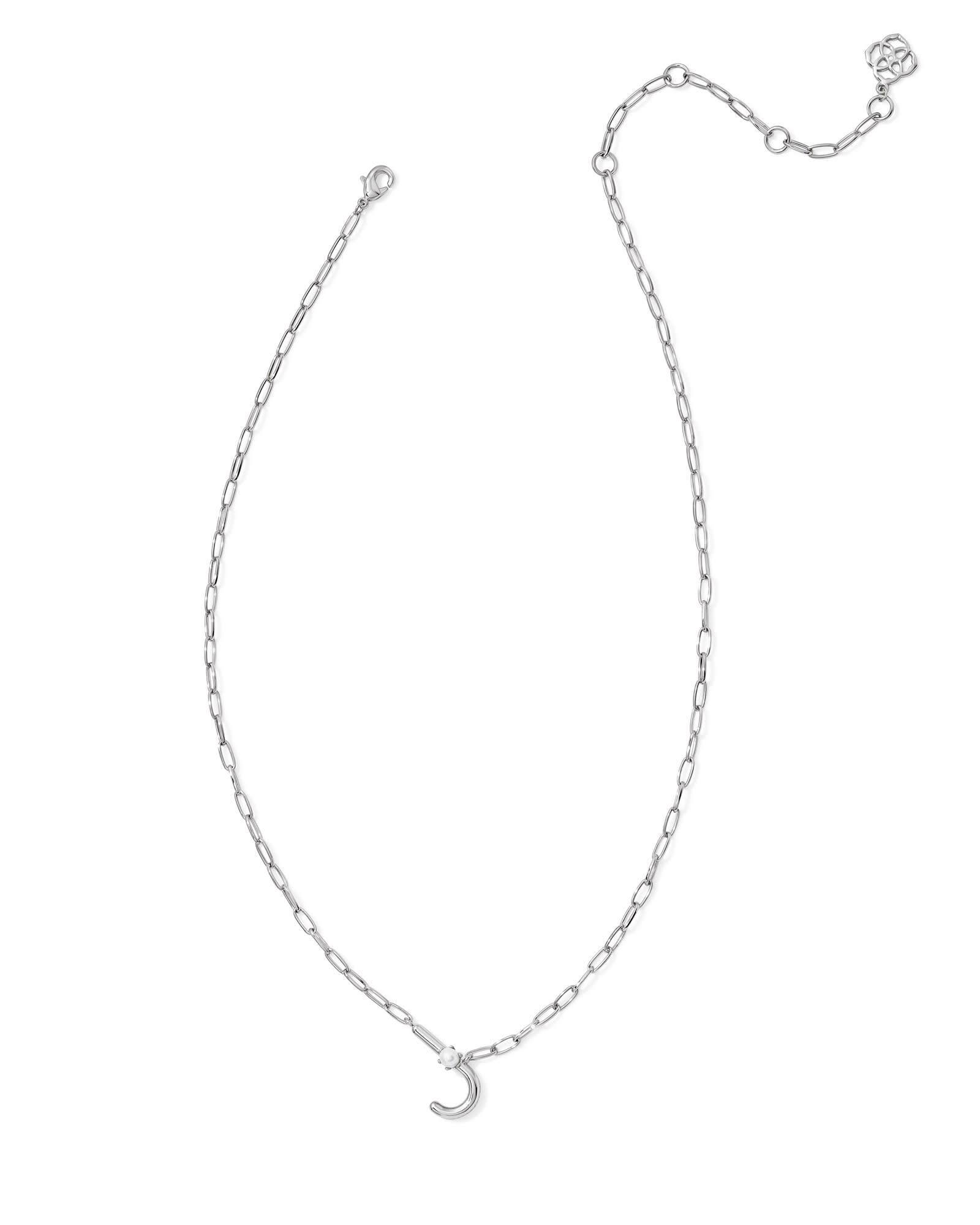 Pearl Silver Letter X Short Pendant Necklace in Freshwater Cultured Pearl Product Image