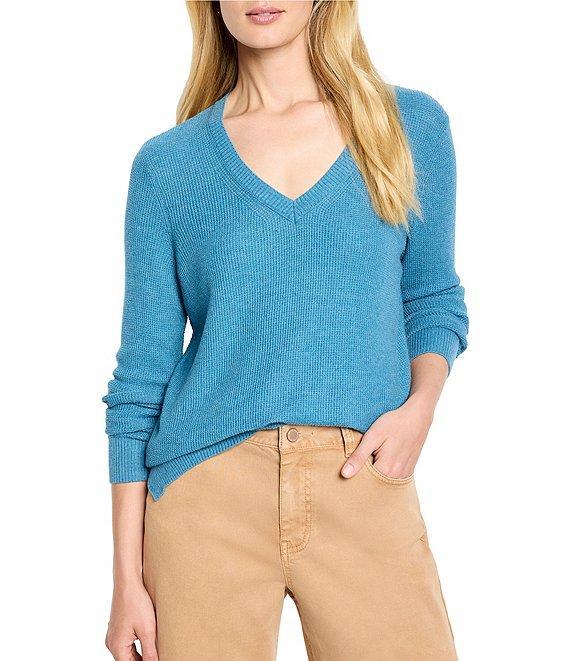 NIC + ZOE Waffle Stitch V-Neck Long Sleeve Sweater Product Image