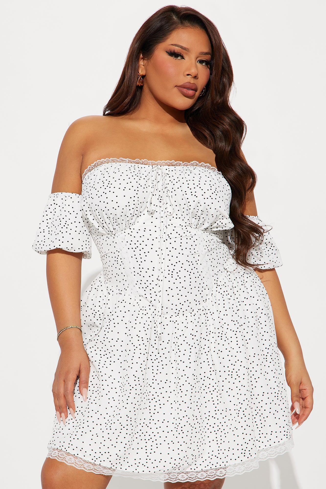 Humble Heart Polka Dot Mini Dress - White/combo Product Image