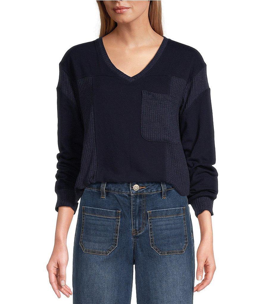Nurture by Westbound Long Sleeve Crew Neck Waffle Knit Top Product Image