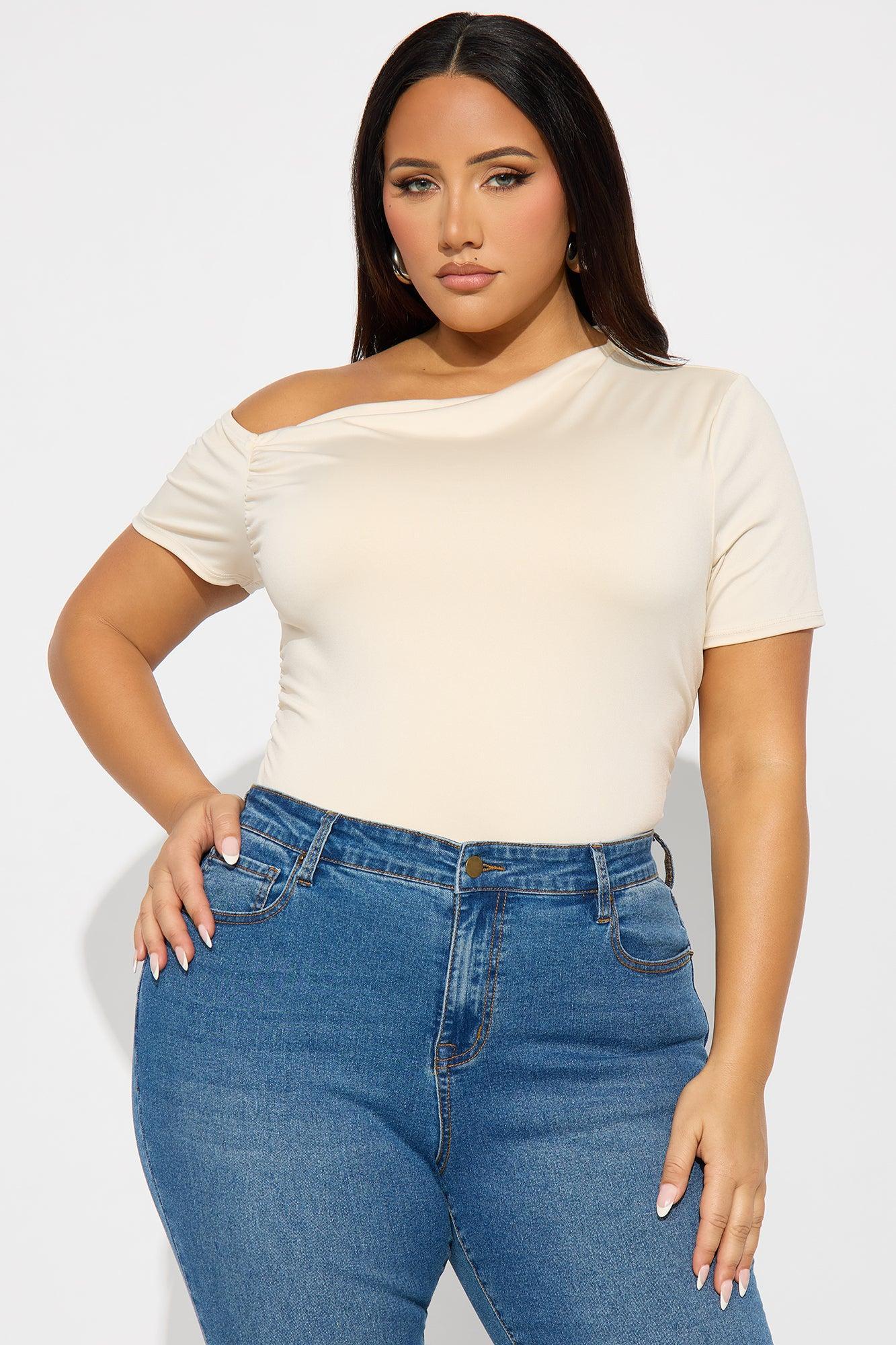 Eesha Ruched Off Shoulder Bodysuit - Cream Product Image