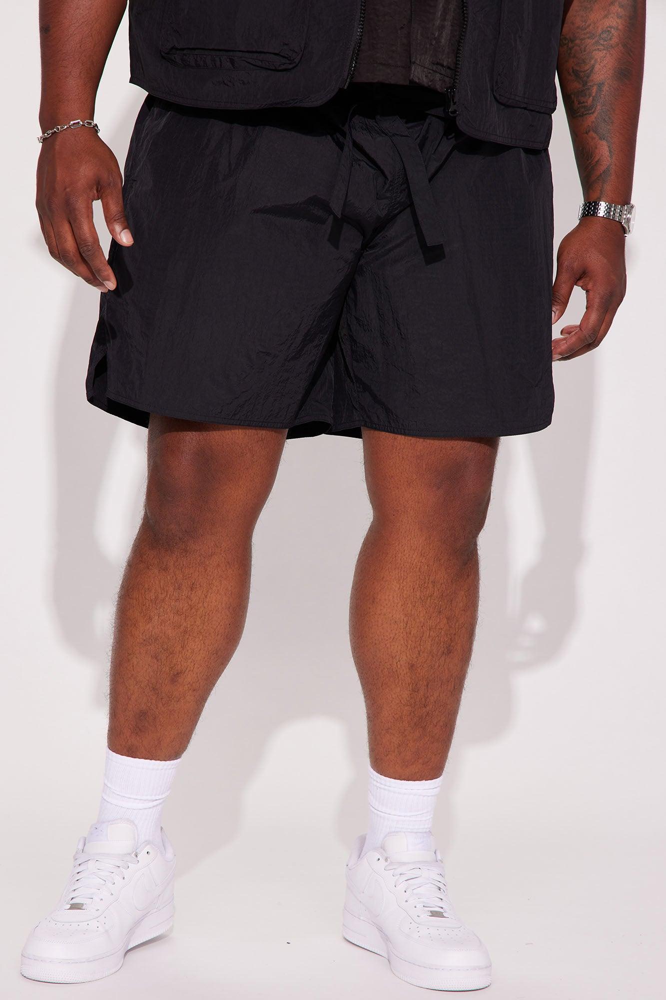 Batter Up Crinkle Nylon Volley Shorts - Black Product Image