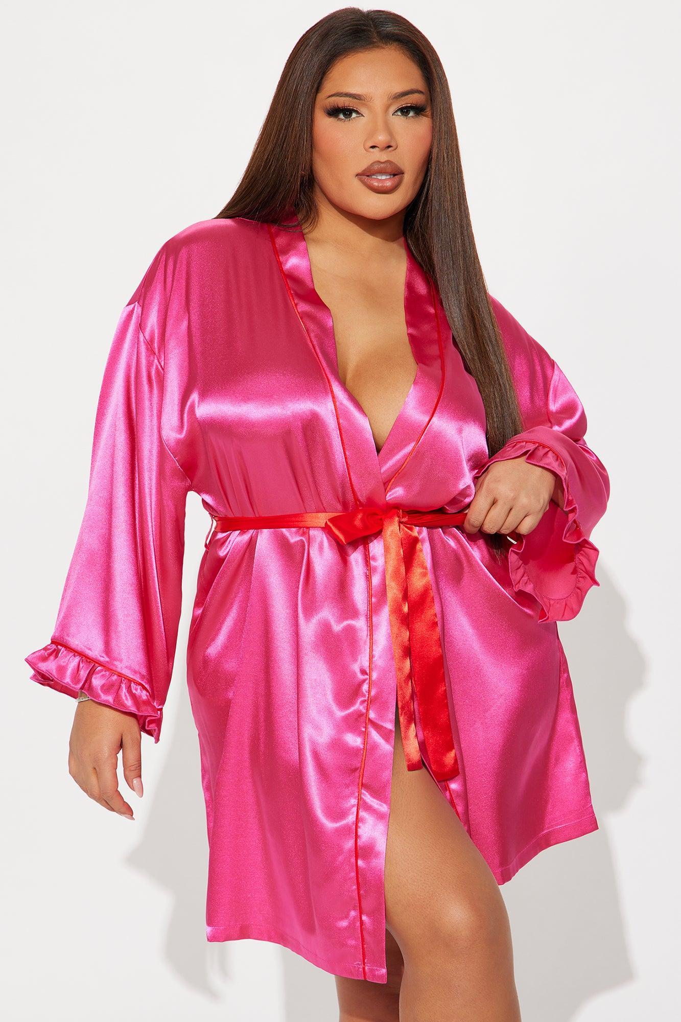 Romantic Era Satin PJ Robe - Hot Pink Product Image