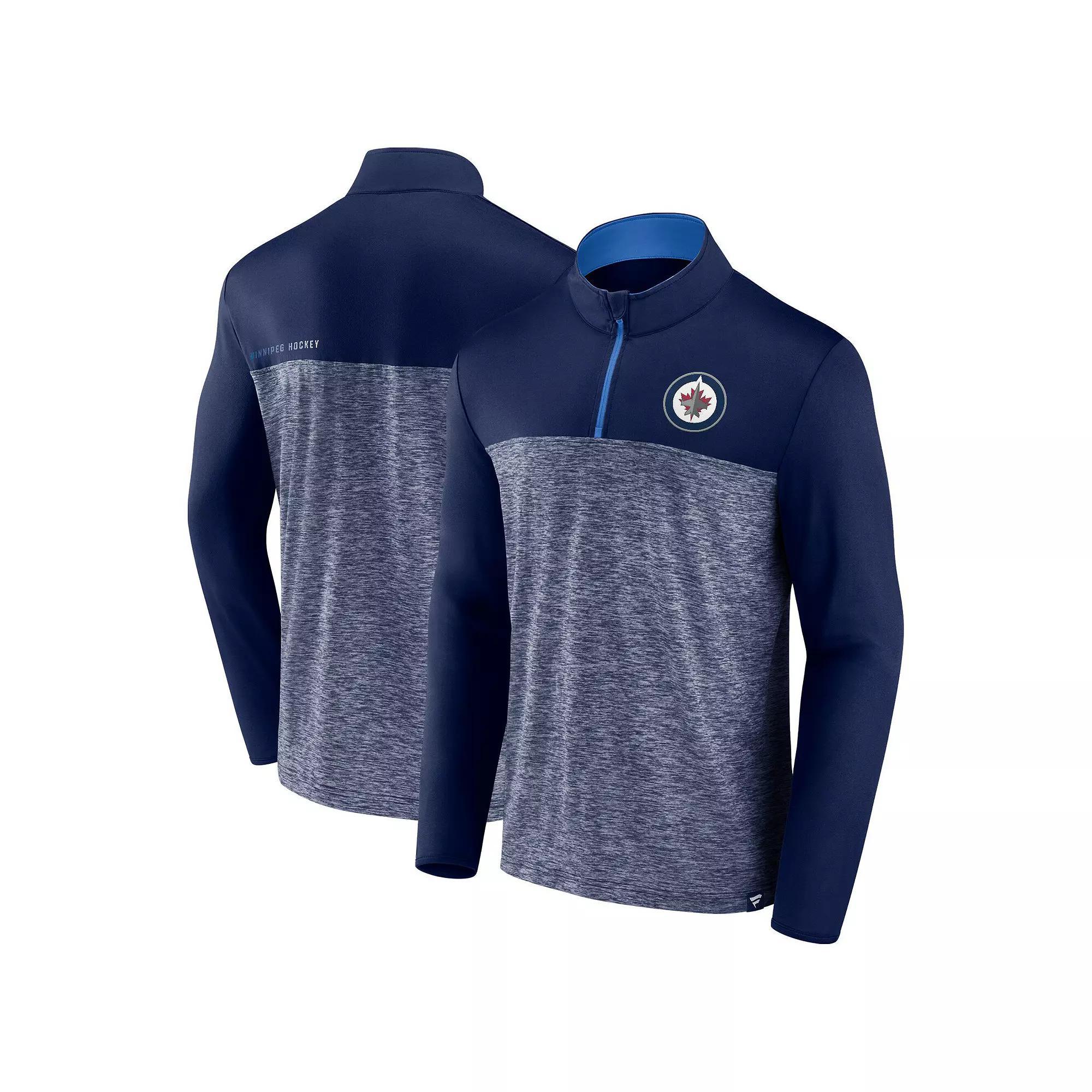Men's Fanatics Navy Winnipeg Jets Iconic Defender Quarter-Zip Jacket, Size: XL, Jts Blue Product Image