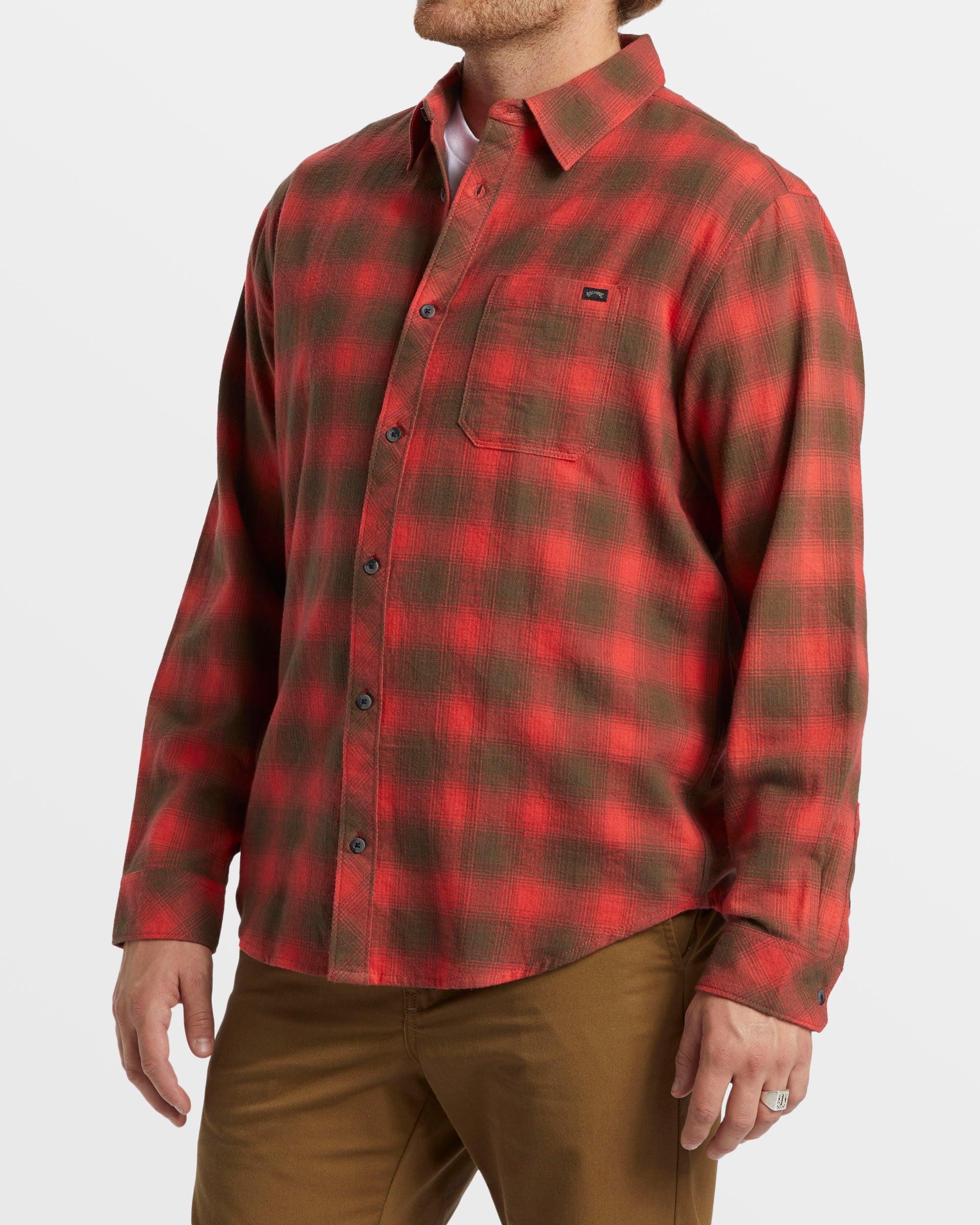 Coastline Long Sleeve Flannel Shirt - Red Male Product Image