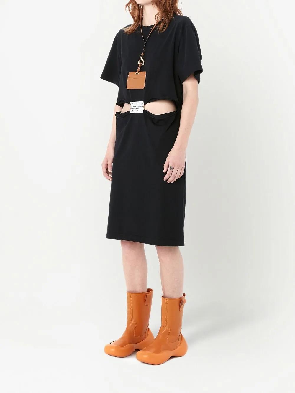 JW ANDERSON Hinge-embellished T-shirt Midi Dress In Black Product Image