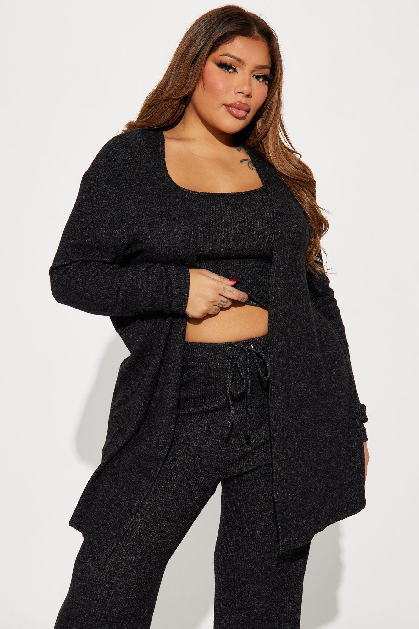 Calm N Cozy 3 Piece Pant Set - Black Product Image