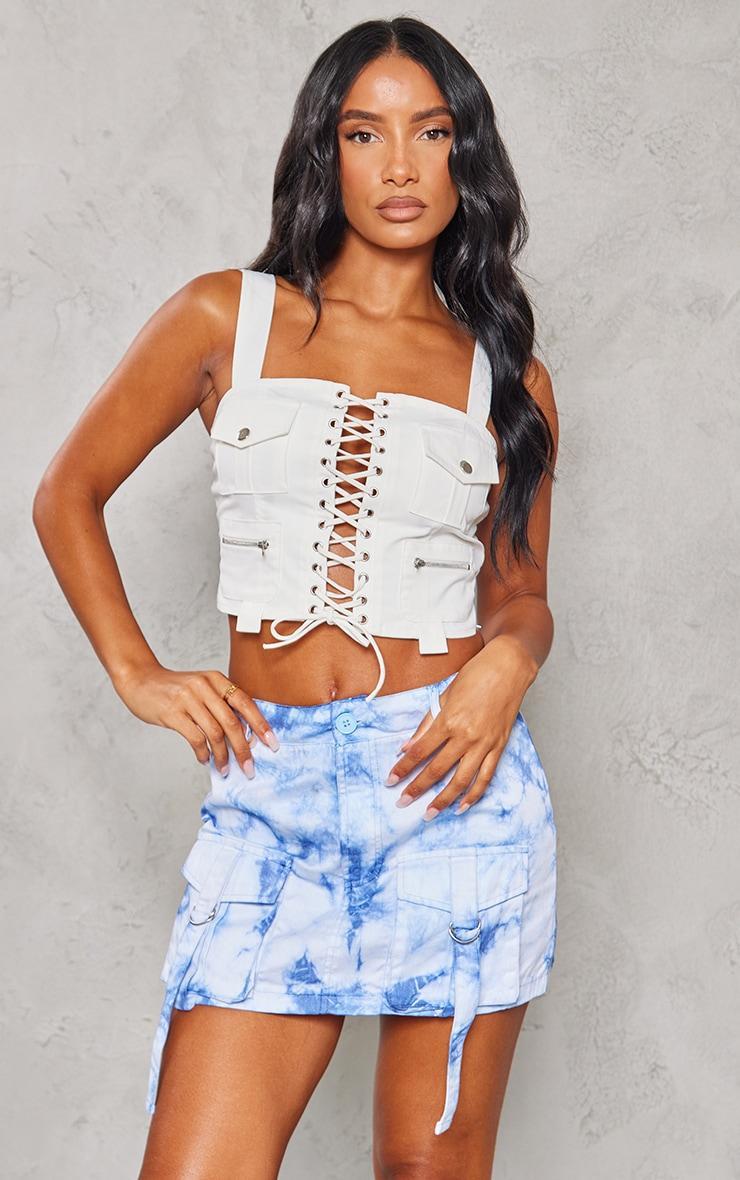 Blue Vintage Wash Cargo Micro Mini Skirt Product Image