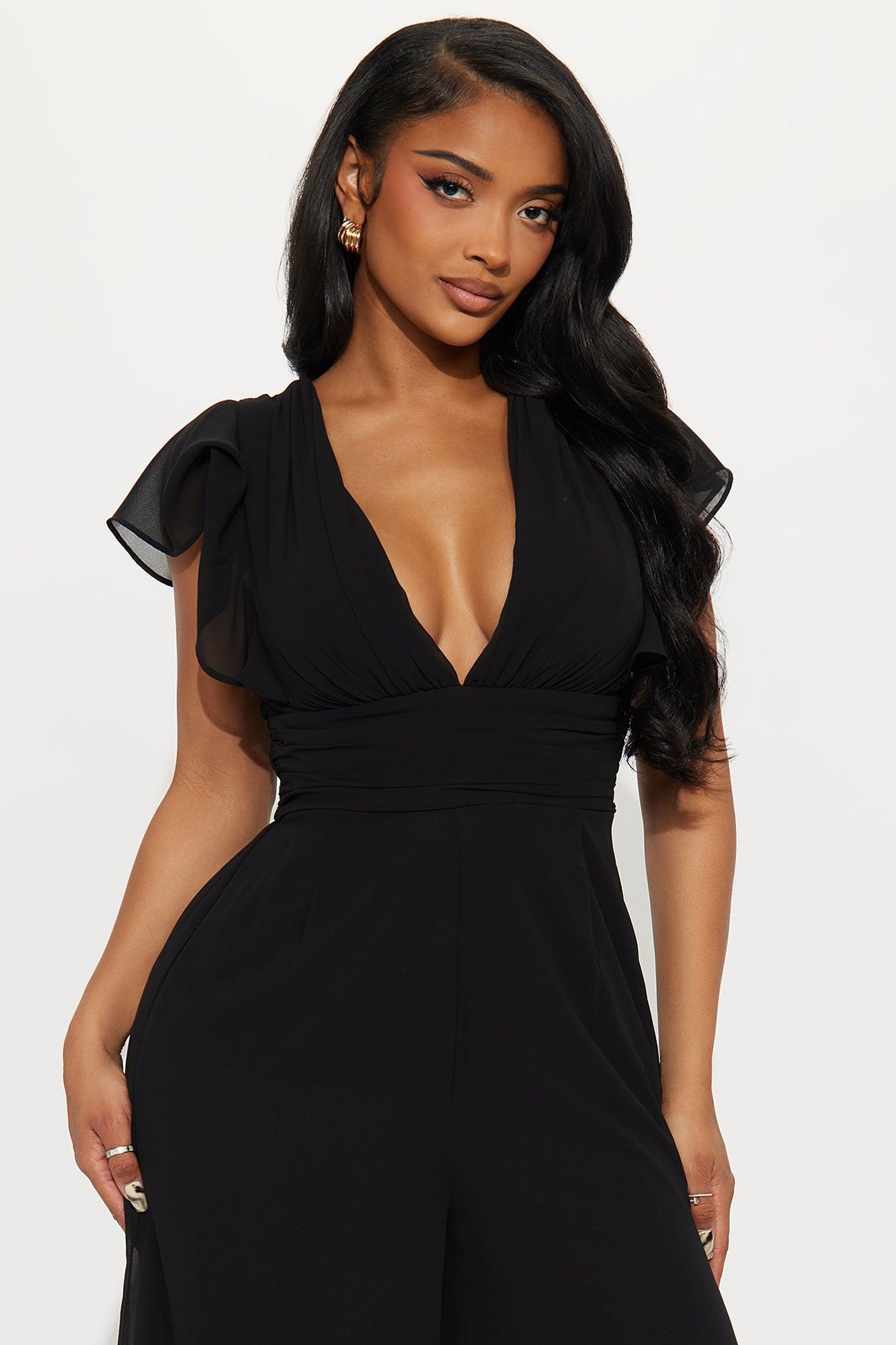 Salome Chiffon Jumpsuit - Black Product Image