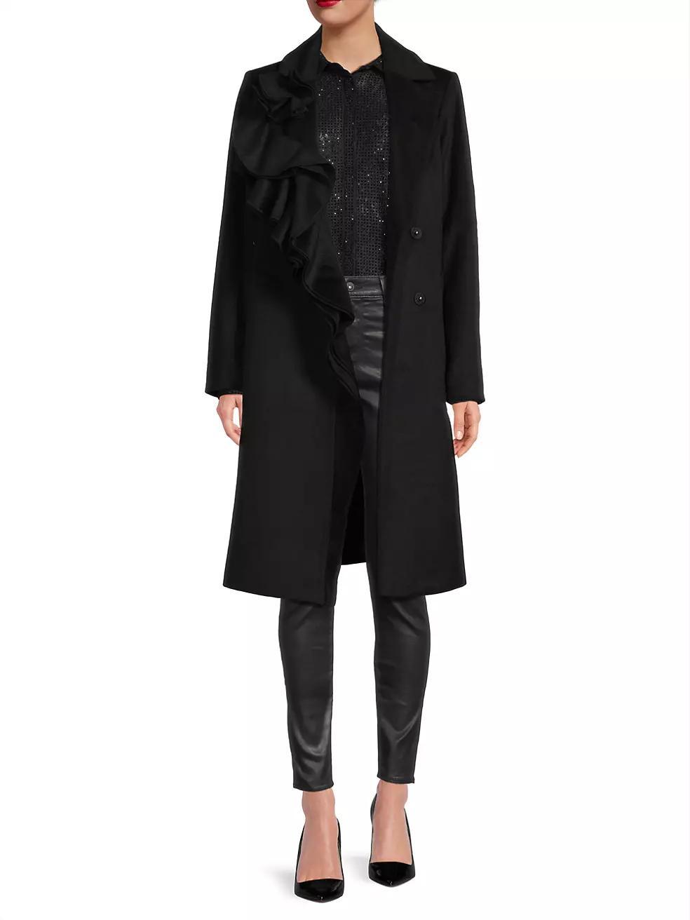 Alora Brushed Wool Ruffle Coat Product Image