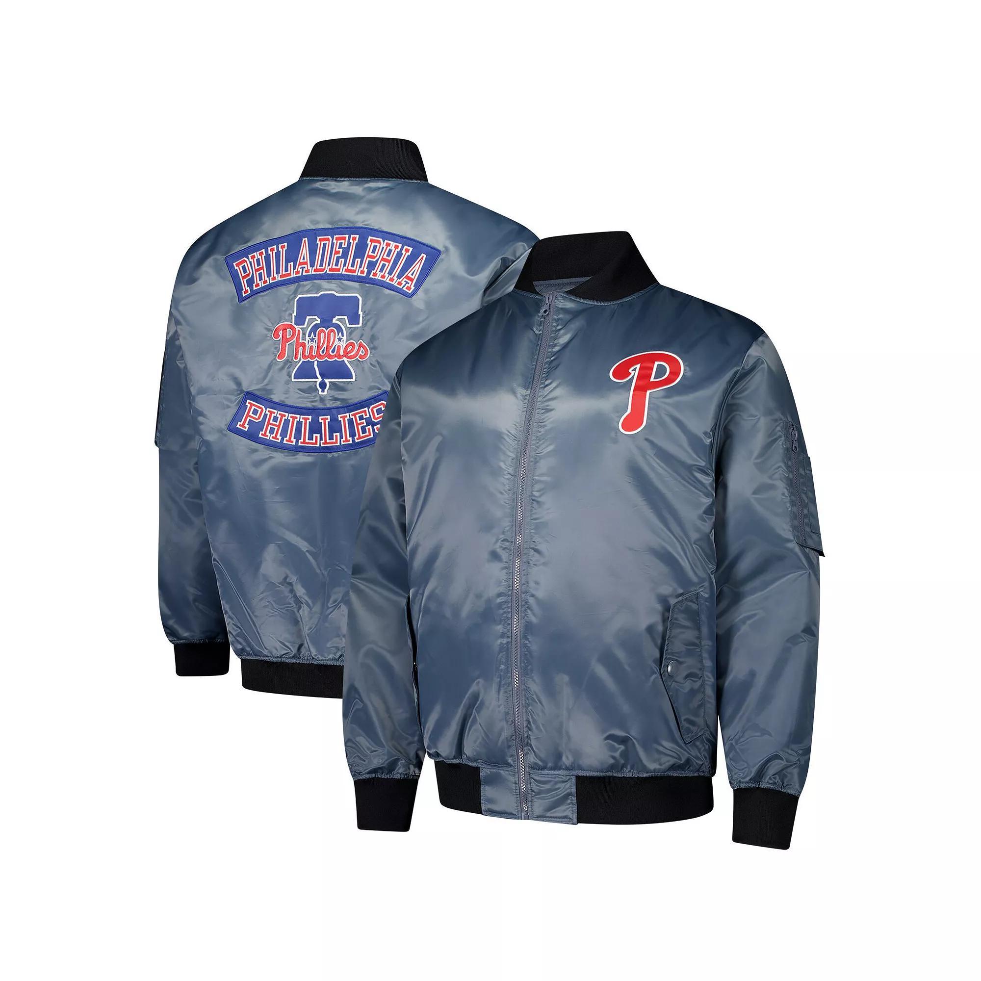 Men's Profile Charcoal Philadelphia Phillies Big & Tall Full-Zip Bomber Jacket, Size: 5XLT Product Image