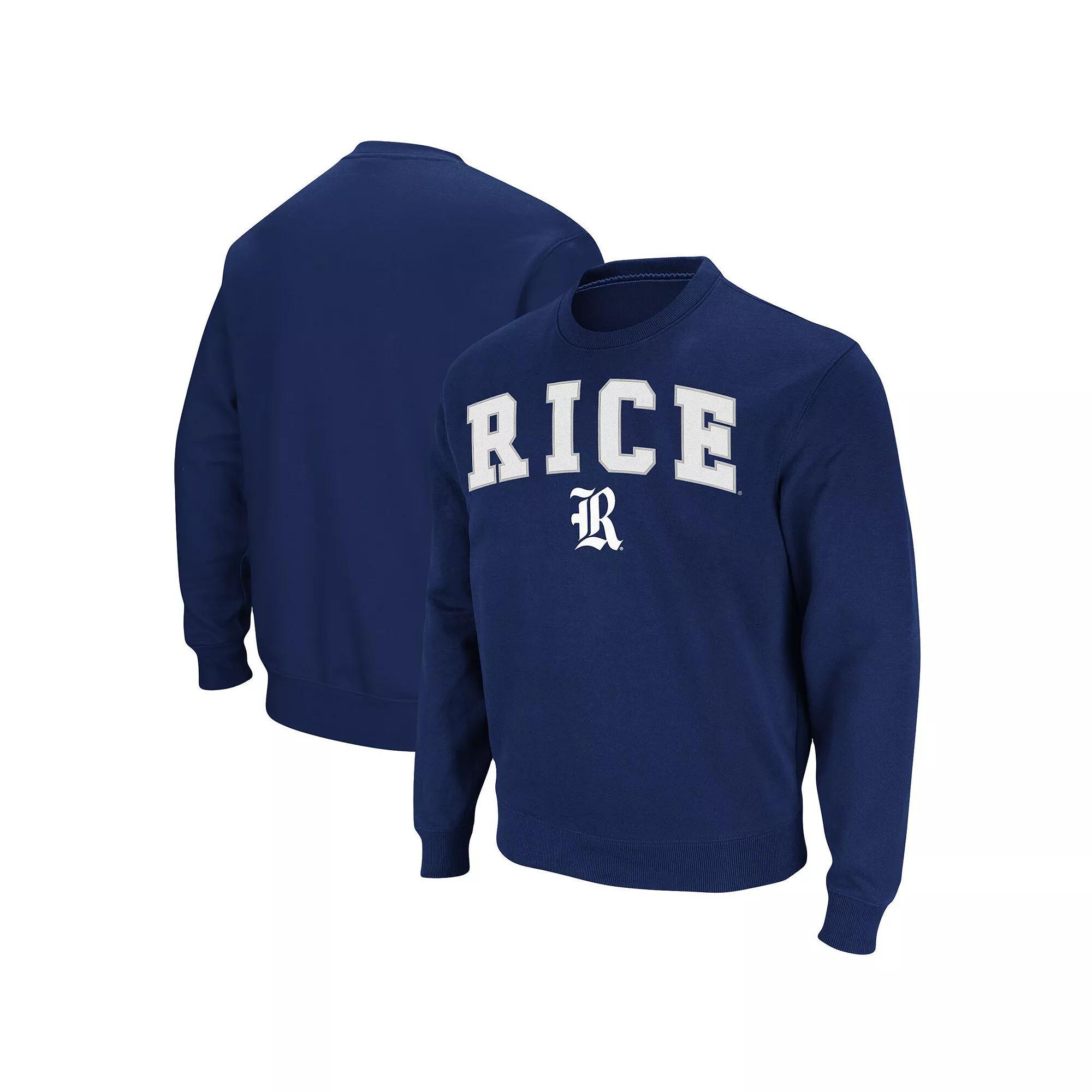 Men's Colosseum Navy Rice Owls Arch & Logo Tackle Twill Pullover Sweatshirt, Size: Large, Rce Blue Product Image