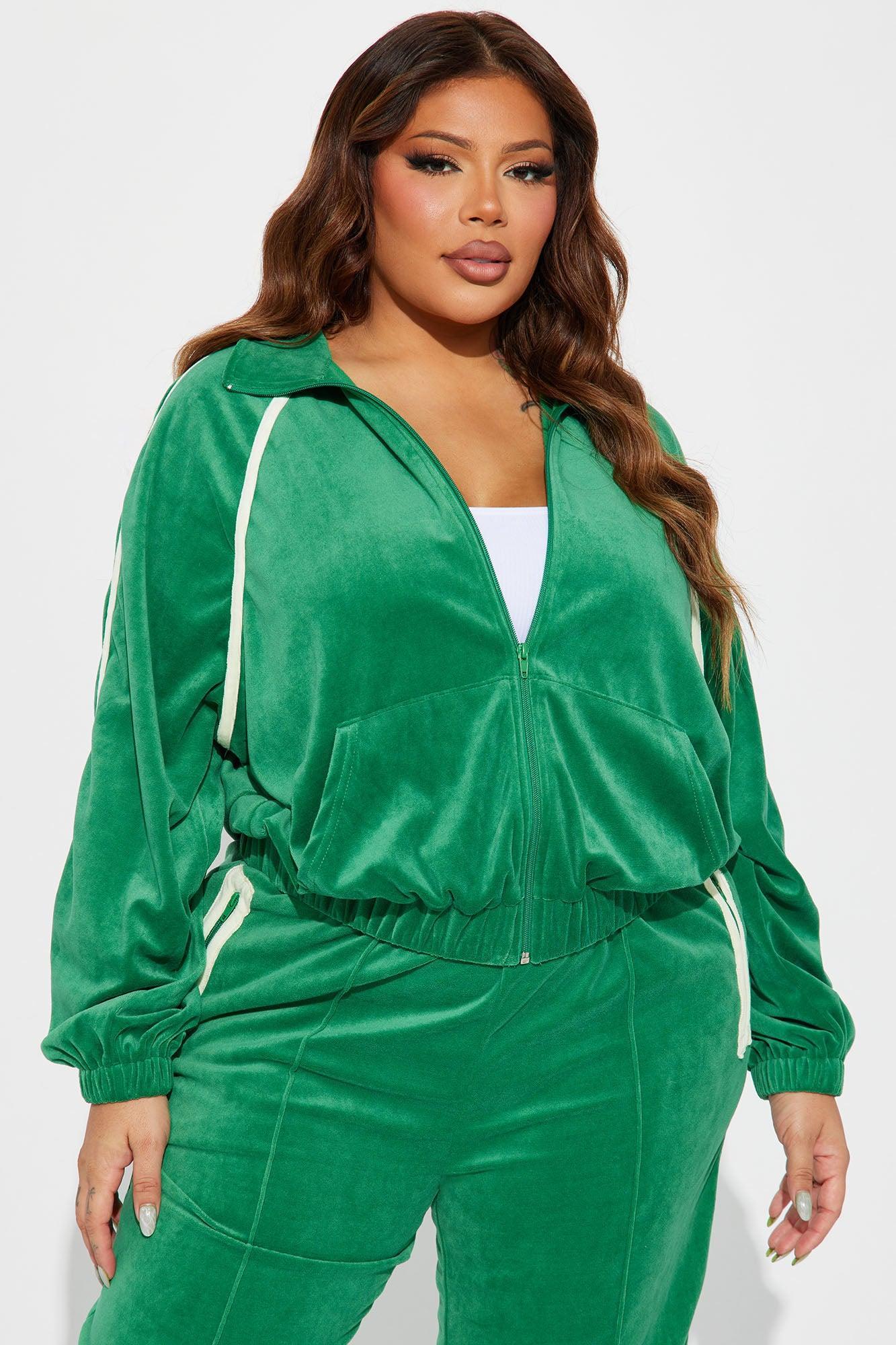 Old School Velour Jogger Set - Green Product Image