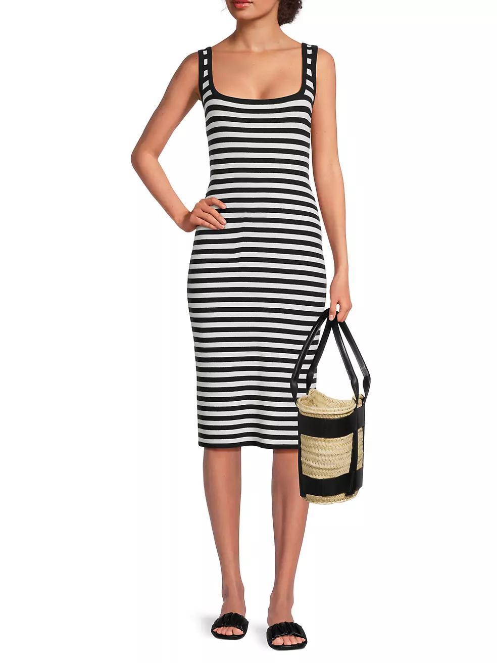Elio Striped Cotton-Blend Midi-Dress Product Image