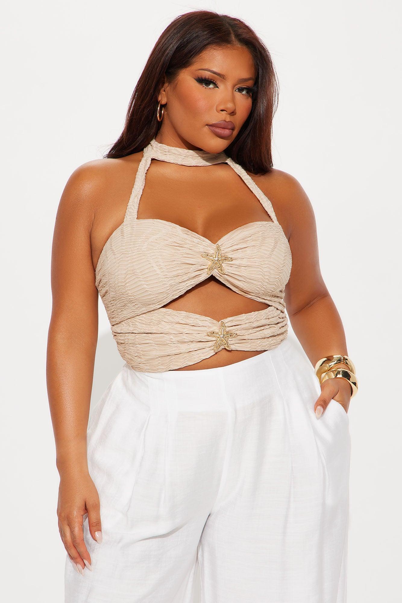 Millicent High Neck Cut Out Bodysuit - Sand Product Image