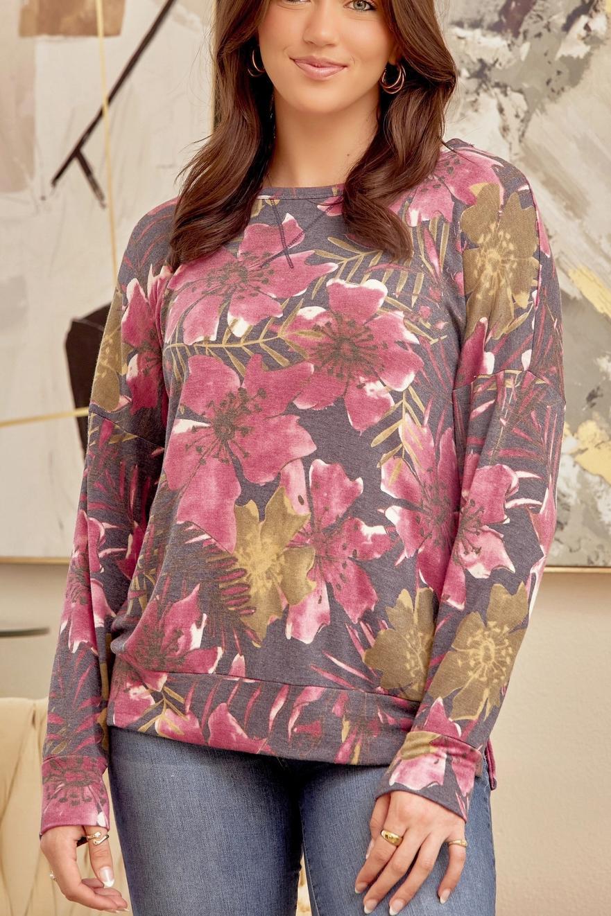 Bamboo Floral Knit Top Product Image