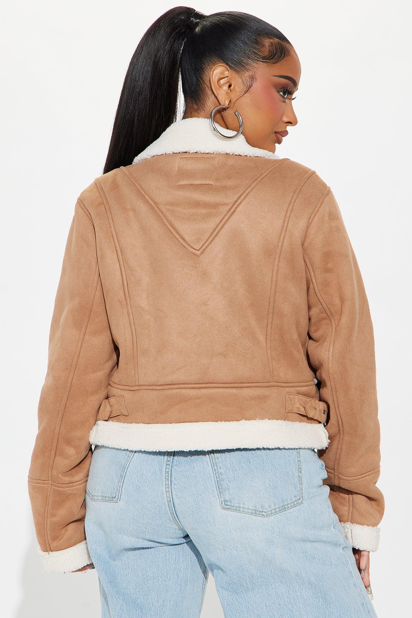 Look My Way Shearling Jacket - Khaki Product Image