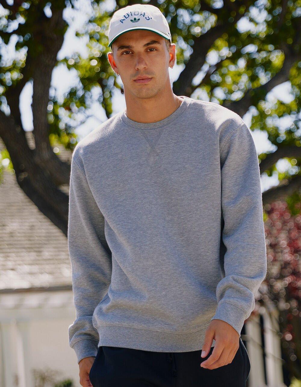 RSQ Mens Solid Crewneck Fleece Sweatshirt - KHAKI Product Image