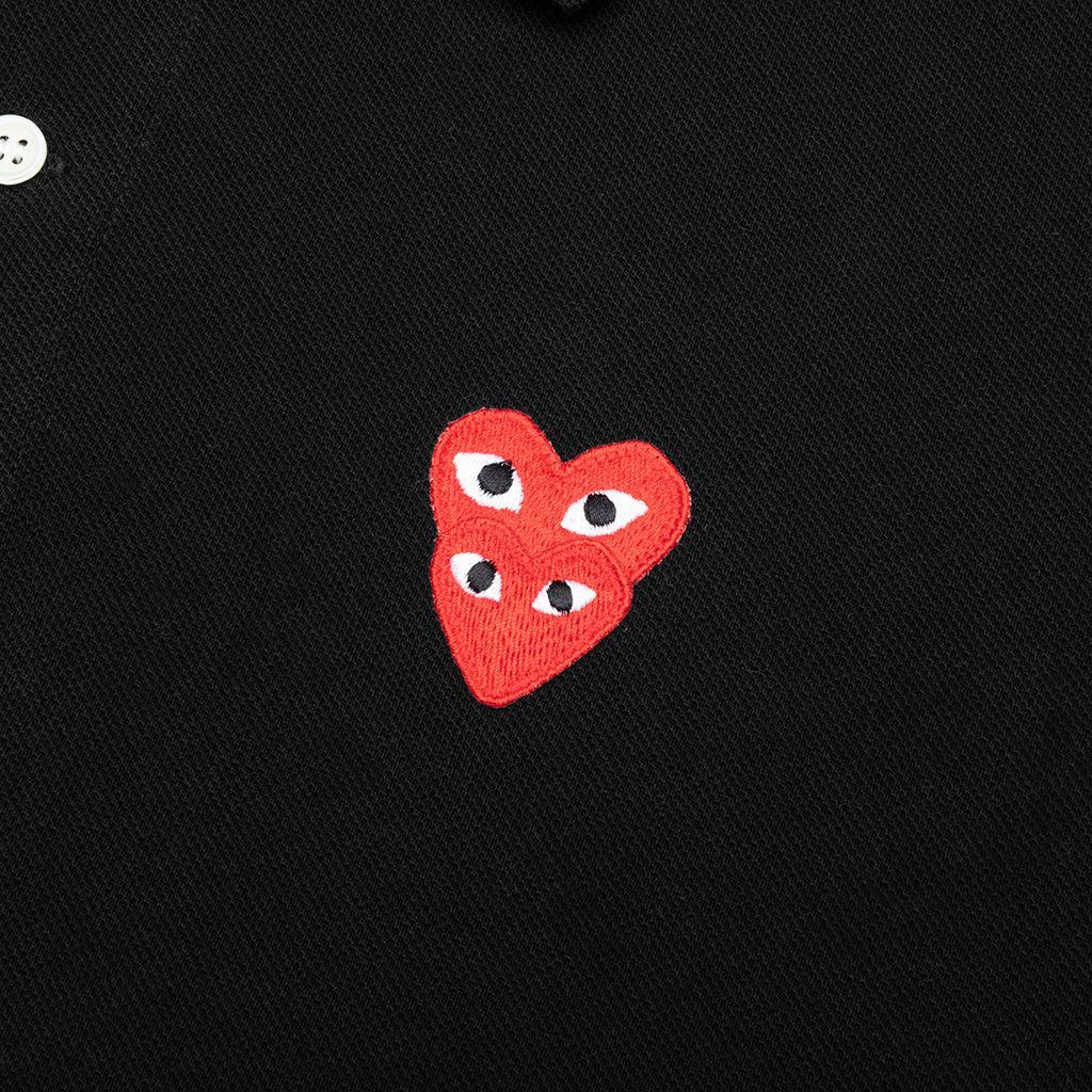 Stacked Heart Polo Shirt - Black Male Product Image