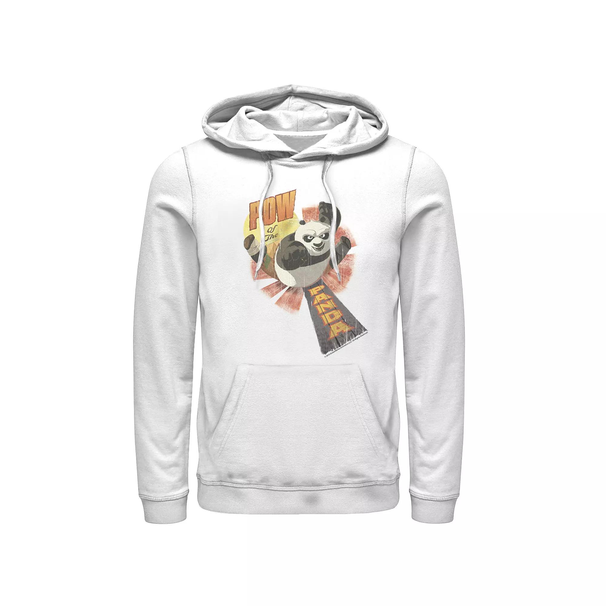 Men's Kung Fu Panda Pow Of The Panda Action Pose Portrait Hoodie, Size: Small, White Product Image