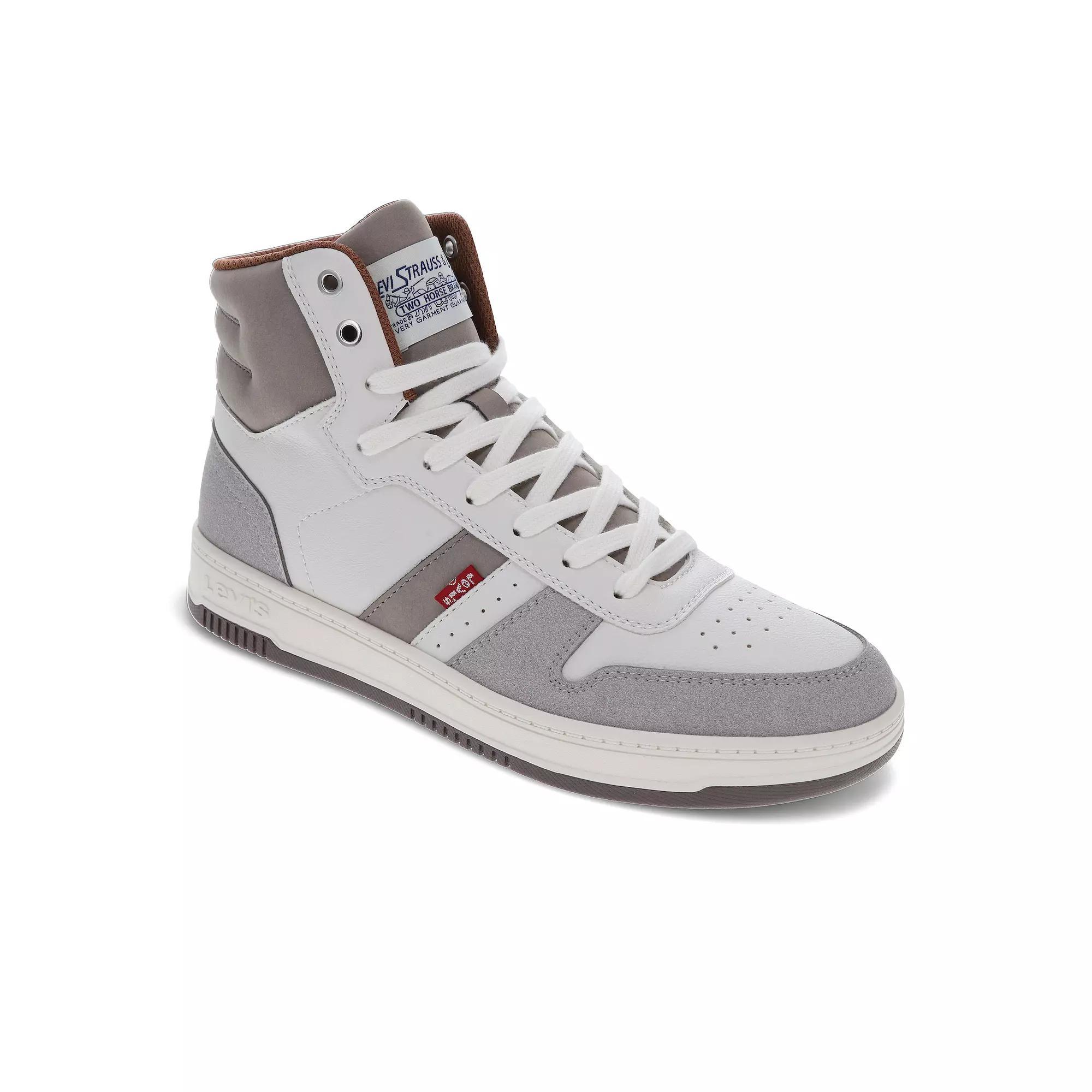 Levis Drive High Top Mens Sneakers White Cappuccino Brown Product Image