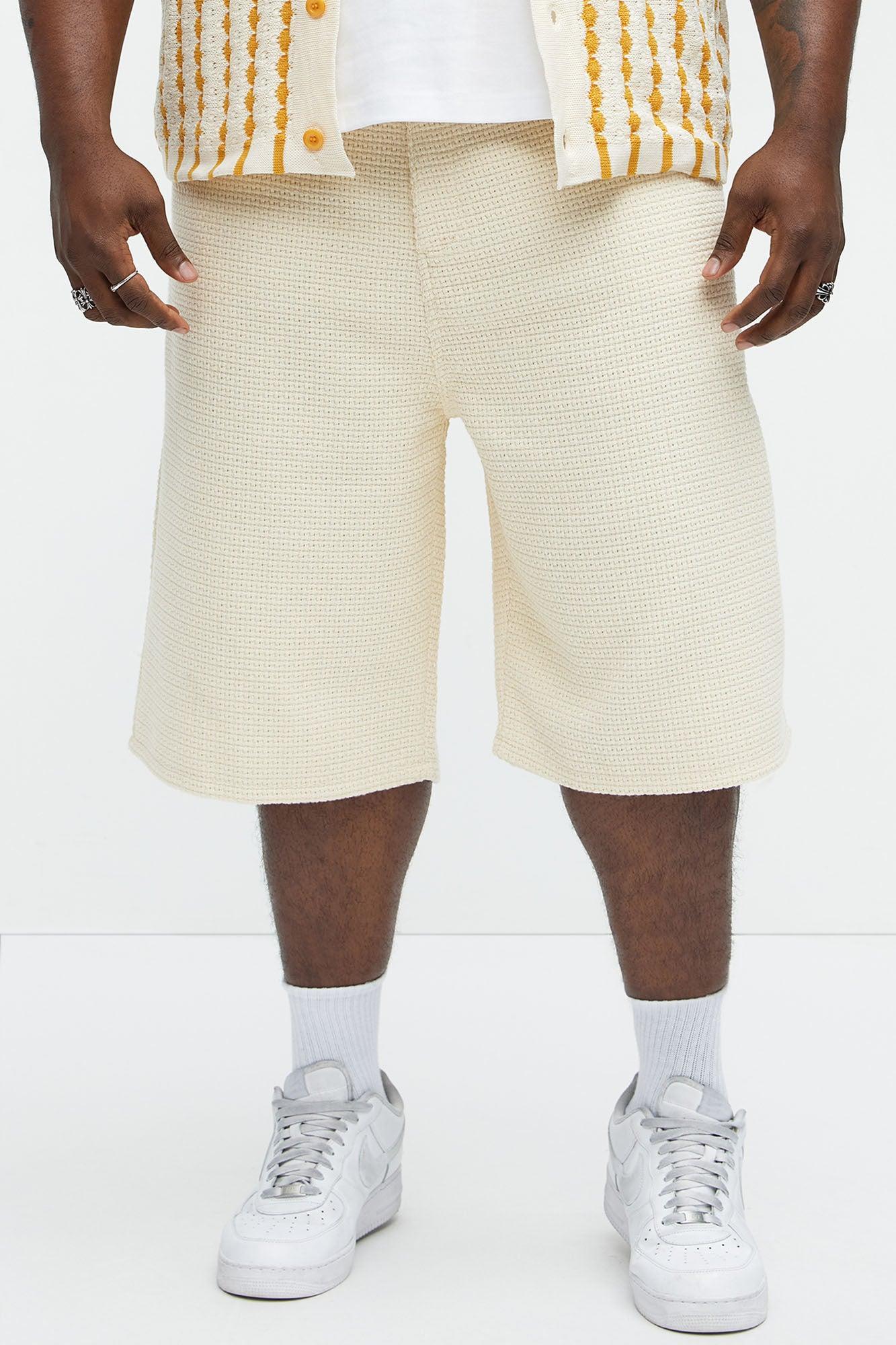 Linden Textured Baggy Shorts - Off White Product Image