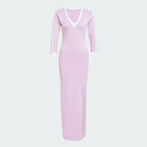 adidas Adicolor Classics 3-Stripes Maxi Dress Light Orchid 2XS Womens Product Image