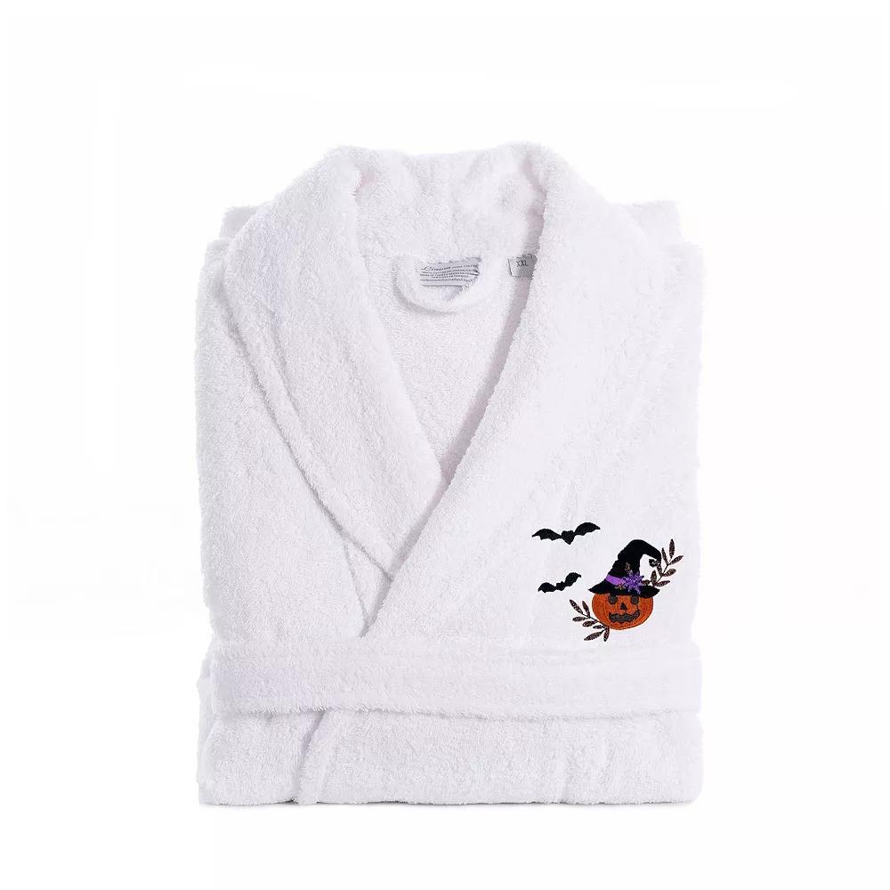Linum Home Textiles Adult 100% Turkish Cotton Terry Embroidered Bath Robe - Pumpkin Head, Women's, Size: Large/XL, White Product Image